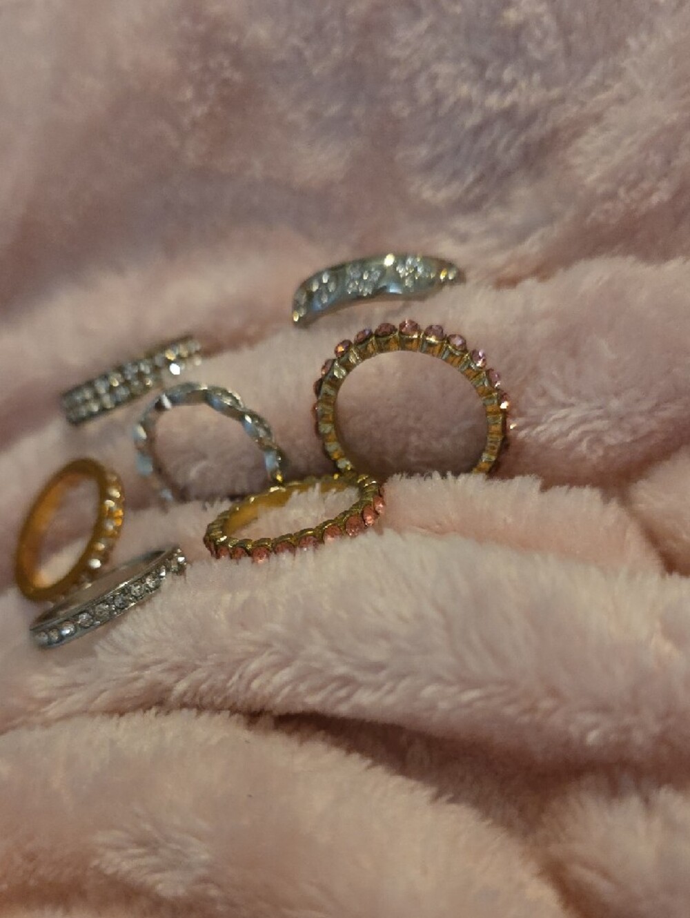 Crystal-Embellished Mixed Metal Stackable Rings - Gold & Silver - Picture 2 of 5
